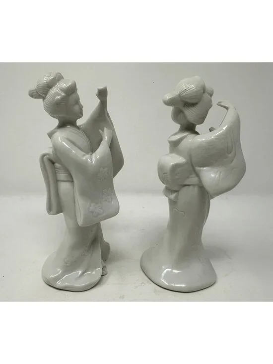 Vintage HOMCO Porcelain Blanc Du Chine Geisha Asian Figurines Set of 2 #1443 - Picture 4 of 9